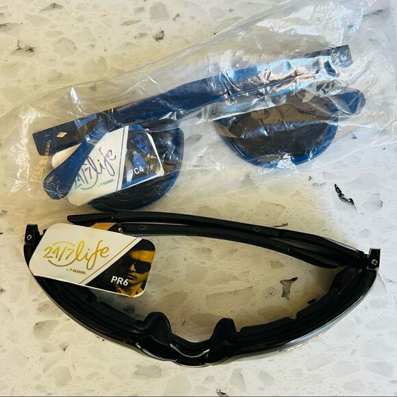 24/7 LIFE Sunglasses - Black & Blue Pair - Set of 2 NWT - Picture 2 of 4
